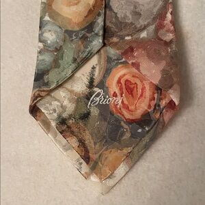 Brioni Elegant Floral Silk Tie - Earth Tones